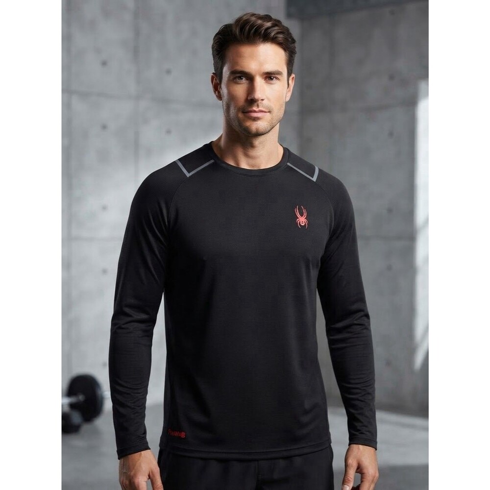 Spyder Active Men's XL Black Long Sleeve Athletic Shirt PROWEB EUC FastShipping